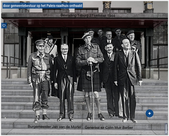 Historische foto bewerkt voor Paleis-raadhuis 28 oktober1944