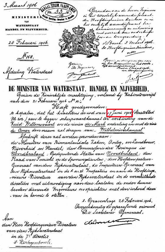 De minister van waterstaat handel en nijverheid 28 februari 1906 bewerkt